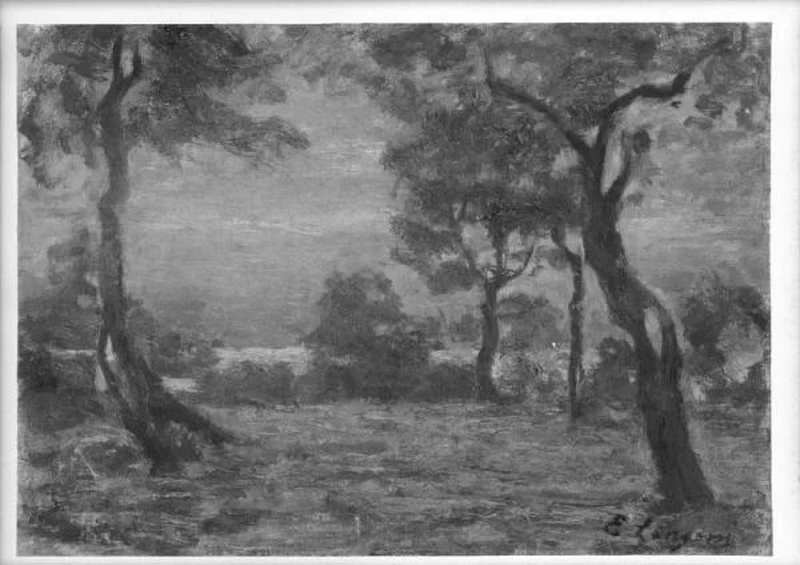 Emilio Longoni - 142, Tramonto a Sirmione (studio) (Ulivi sul Garda o Sera d'oro a Sirmione)